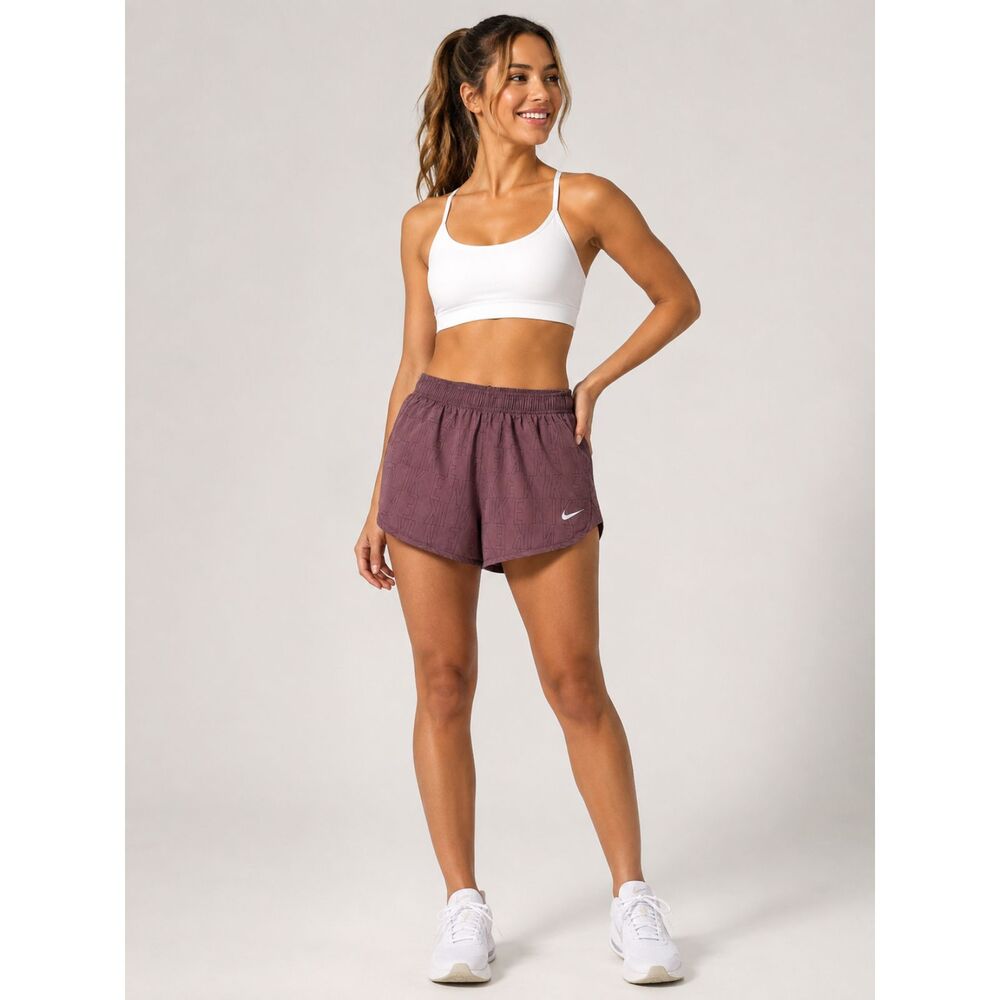Nike Dri-FIT Women’s XL Running Shorts Mauve Logo Print Lined Athletic